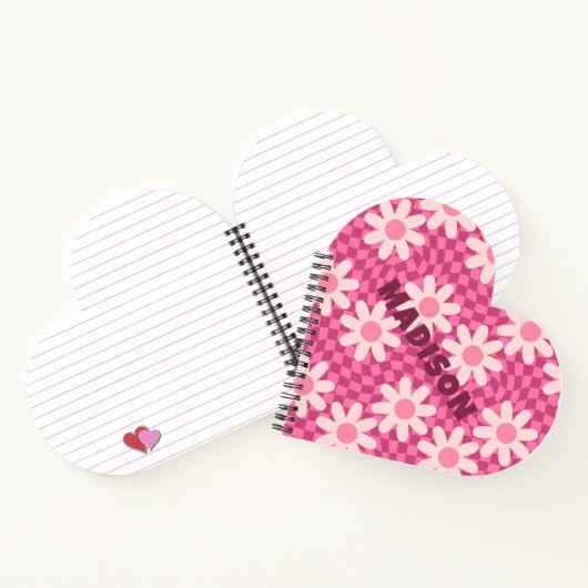 Personalized Retro Groovy Pink Daisy Flower Hippie Notitieboek (Binnen)