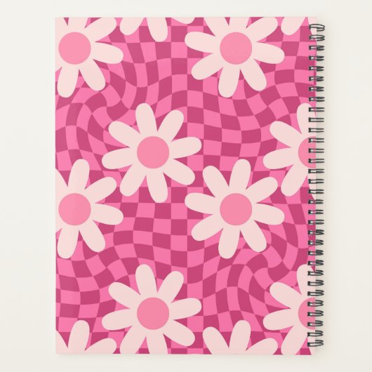 Personalized Retro Groovy Pink Daisy Flower Hippie Planner (Achterkant)