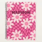 Personalized Retro Groovy Pink Daisy Flower Hippie Planner (Voorkant)