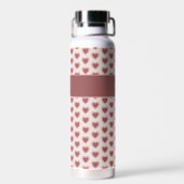 Personalized Retro Hearts Pink Burgundy Waterfles (Achterkant)
