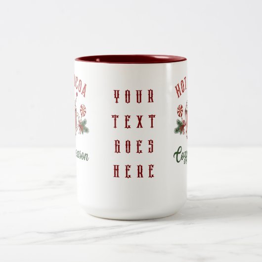 Personalized Retro Hot Cocoa Cozy Season Tweekleurige Koffiemok (Center)