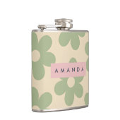 Personalized Retro Sage Green Daisy Flower Heupfles (Rechts)