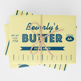 Personalized Retro Stick of Butter Fun Foodie  Inpakpapier Vel