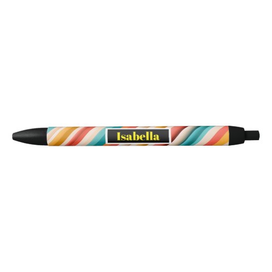 Personalized Retro Striped Pattern Pen | Colorful (Voorkant)
