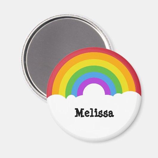 Personalized Retro Style Round Rainbow Magneet (Voorkant / Achterkant)