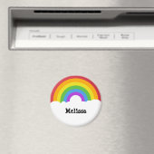 Personalized Retro Style Round Rainbow Magneet (Insitu (Vaatwasser))