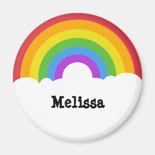 Personalized Retro Style Round Rainbow Magneet