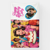 Personalized Retro Surprise Birthday Party Photo Spandoek (Verticaal)