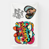 Personalized Retro Surprise Pop Art Party Birthday Spandoek (Verticaal)