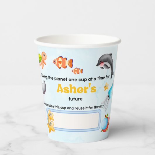 Personalized Reusable Ocean Protector Under Sea Papieren Bekers (Achterkant)