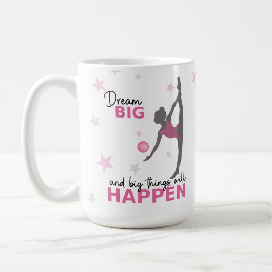 Personalized Rhythmic Gymnast Dream Big Coffee Mug (Gauche)