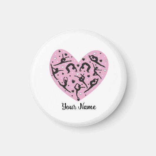Personalized Rhythmic Gymnastics Magnet Pink Heart (Devant)