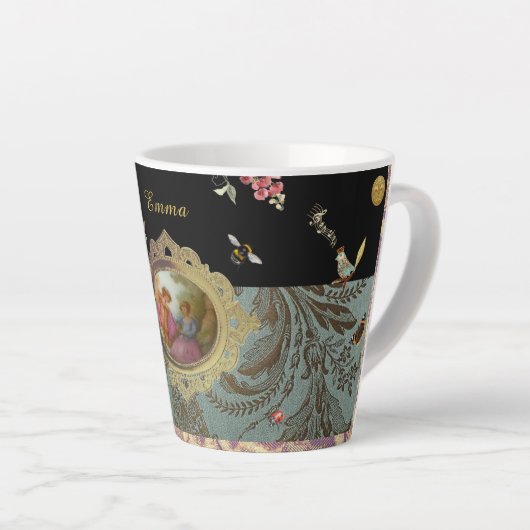 Personalized Rococo Latte Mug Latte Mok (Rechterhoek)