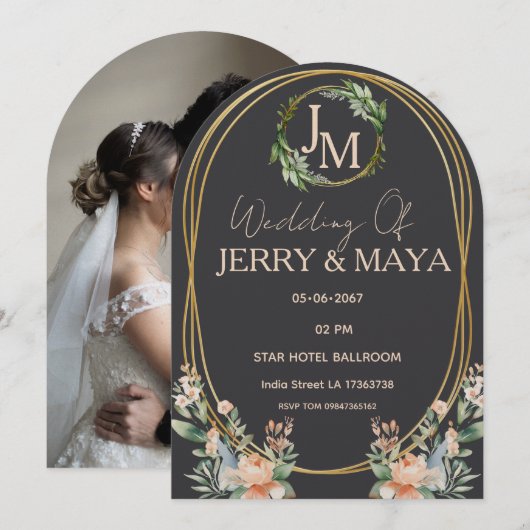 Personalized Romantic Couple Wedding Kaart (Voorkant / Achterkant)