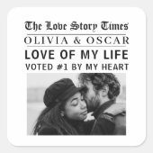Personalized Romantic Photo | Love Story  Vierkante Sticker (Voorkant)