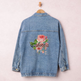 Personalized romantic roses pink California sweet Denim Jacket
