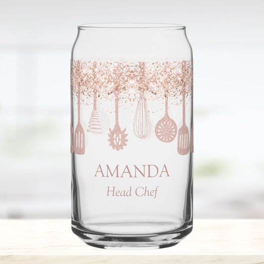Personalized Rose Gold Glitter Cooking Tools