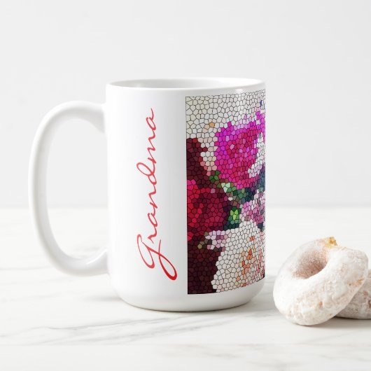 Personalized Rose Mosaic Coffee/ Tea Mug (Avec donut)