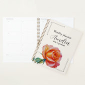 Personalized Rose Planner Aesthetic Weekly Floral (Devant avec enveloppe)