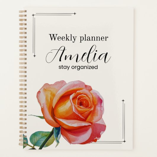 Personalized Rose Planner Aesthetic Weekly Floral (Devant)