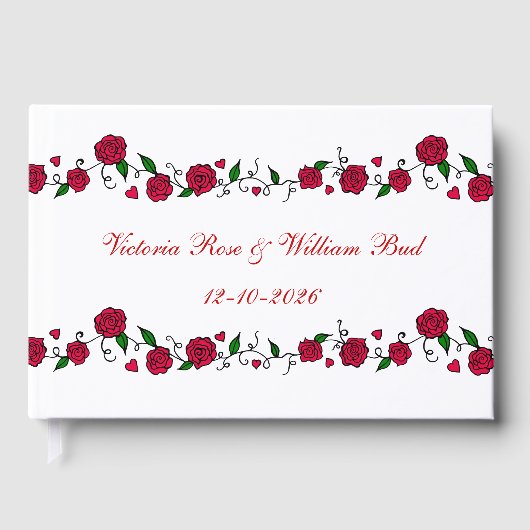 Personalized Rose Wedding Guestbook  (Recto)