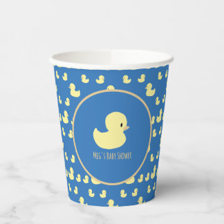 Personalized Rubber Duck Modern Blue Baby Shower Papieren Bekers