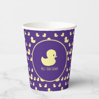 Personalized Rubber Duck Modern Purple Baby Shower Papieren Bekers