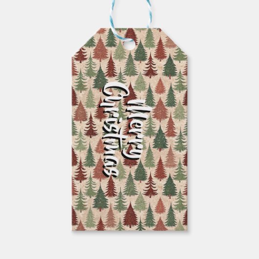 Personalized Rustic Christmas Tree Cadeaulabel (Voorkant)