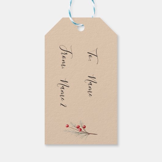 Personalized Rustic Christmas Tree Cadeaulabel (Achterkant)