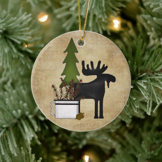 Personalized Rustic Country Mountain Moose Keramisch Ornament (Boom)