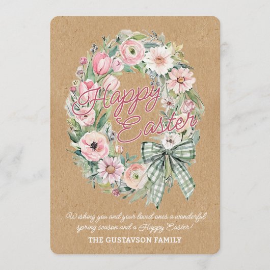 Personalized Rustic Easter Floral - White Script Feestdagenkaart (Voorkant)