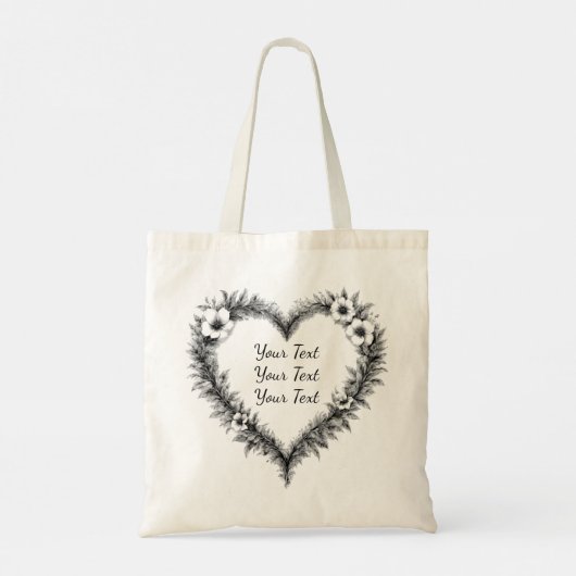 Personalized Rustic Heart Wreath Tote (Achterkant)