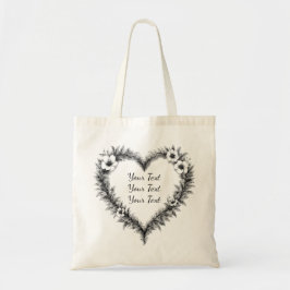 Personalized Rustic Heart Wreath Tote