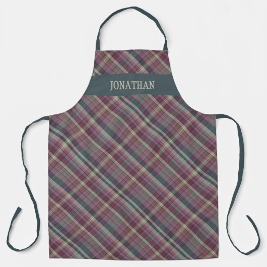 Personalized Rustic Plaid Tartan Cooking Grilling Schort (Voorkant)