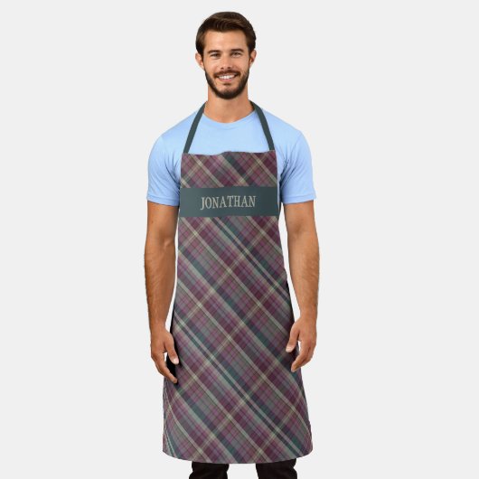 Personalized Rustic Plaid Tartan Cooking Grilling Schort (Gedragen)