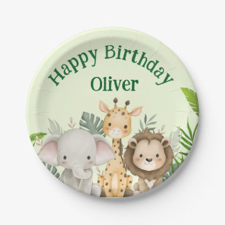 Personalized Safari Birthday Paper Plates Papieren Bordje