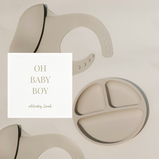 Personalized Sage Green Baby Boy Shower Servet
