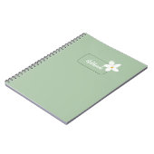 Personalized Sage Green Flower Spiral Notebook Notitieboek (Linkerzijde)