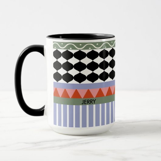 Personalized sage green geometric pattern mok (Links)