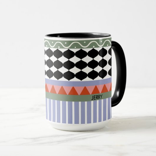 Personalized sage green geometric pattern mok (Voorkant rechts)