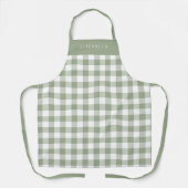 Personalized Sage Green Gingham Check Pattern Schort (Voorkant)
