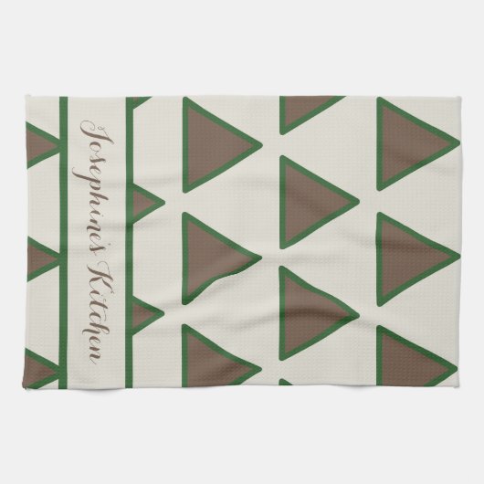 Personalized Sage Green Taupe Triangle Modern Chic Theedoek (Horizontaal)