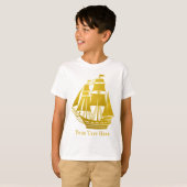 Personalized Sailing Faux Gold Nautical Tall Ship T-shirt (Voorkant volledig)