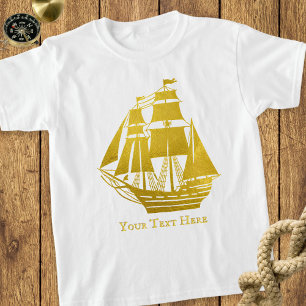 Personalized Sailing Faux Gold Nautical Tall Ship T-shirt