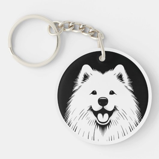 Personalized Samoyed Pop Art Super Cute Sleutelhanger (Voorkant)