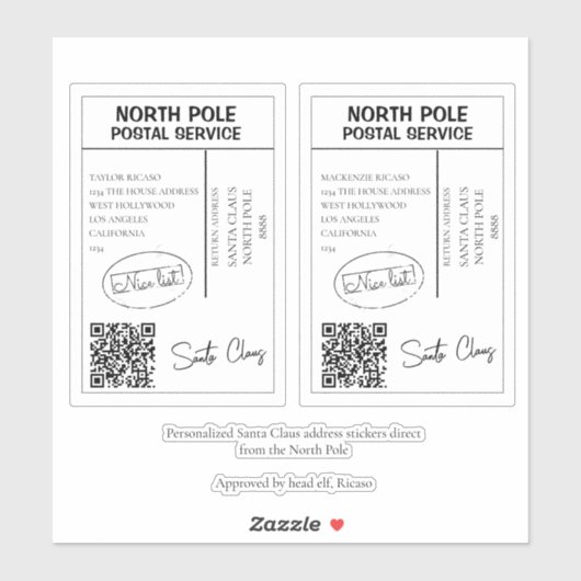 Personalized Santa Address Labels (Vel)