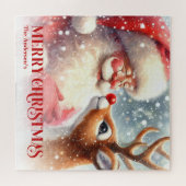 Personalized Santa and Rudolph Kids Xmas Puzzle Legpuzzel (Horizontaal)