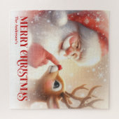 Personalized Santa and Rudolph Winter Kids Puzzle (Horizontal)