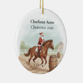 Personalized Santa Doing Barrel Jumping Keramisch Ornament (Rechts)