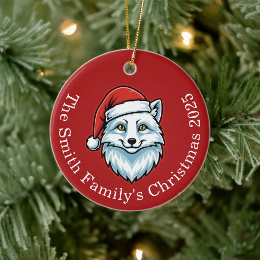 Personalized Santa Fox Ceramic Christmas Ornament  (Boom)